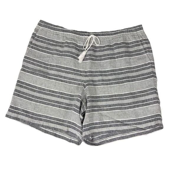 J. Jill Pants - J. Jill Love Linen Striped Pull On size XL Drawstring Shorts Grey White